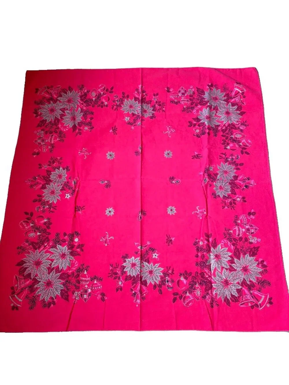 Vintage Christmas Tablecloth Square 46X46